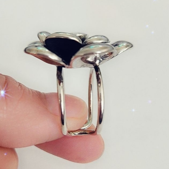 S925 Silver Rosette Ring Adjustable Stamped Vintage - Picture 9 of 10